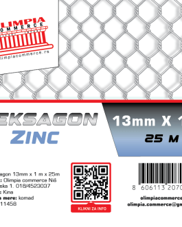 heksagon mreža Zn 13mm x1m x 25m