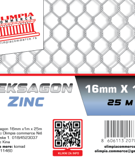 heksagon mreža Zn 16mm x1.2m x 25m