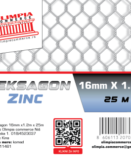 heksagon mreža Zn 16mm x1.2m x 25m