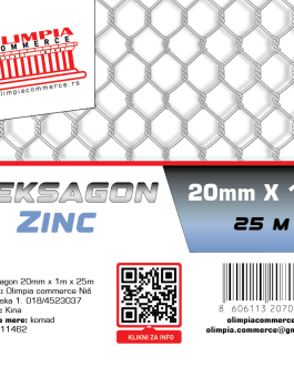 heksagon mreža Zn 20mm x1m x 25m