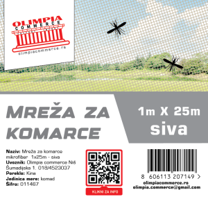 Komarnik sivi 1m x 25m  ( 011467 )