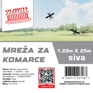 Komarnik sivi 1.2mm x 25m  ( 011470 )
