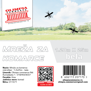 Komarnik beli 1.2m x 25m  ( 011471 )