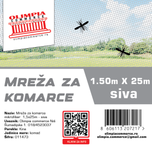 Komarnik sivi 1.5mm x 25m  ( 011473)