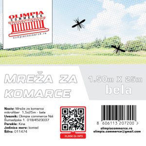 Komarnik beli 1.5m x 25m  ( 011474 )