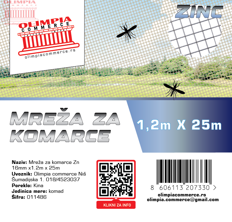 Komarnik pocinkovani 1.2m x 25m ( 011486 )